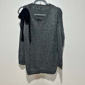 Halogen Black Silver Metallic Shimmer Crewneck Sweater, Sz SP